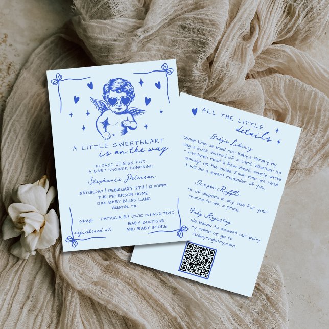 Invitación Blue All In One Valentine Cupid Boy Baby Shower (Subido por el creador)