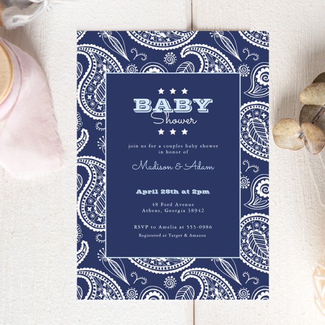 Invitación Blue American Bandana Baby Shower (Subido por el creador)