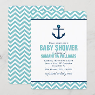 Invitación Blue Anchor Boy Baby Shower
