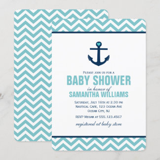 Invitación Blue Anchor Boy Baby Shower