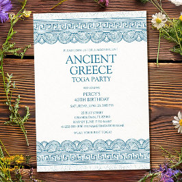 Invitación Blue Ancient Greece toga party
