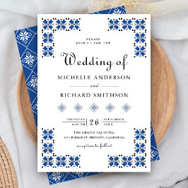 Invitación Blue and Black Ukrainian Embroidery Wedding