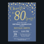 Invitación Blue and Gold 80 Birthday Diamond<br><div class="desc">Invitación de cumpleaños 80 con fondo de diamante Purpurina azul y oro. confetti de efecto metalizado dorado. Cumpleaños de adultos. Cumpleaños de hombres o mujeres. Para una mayor personalización,  haga clic en el botón "Personalizar" y utilice nuestra herramienta de diseño para modificar esta plantilla.</div>