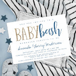 Invitación Blue and Gold Baby Bash, Parejas Baby Shower<br><div class="desc">Este Blue and Gold Baby Bash,  una invitación Baby Shower de Couples,  es perfecto para una ducha compartida para los padres de nuestros días.</div>