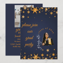 Invitación blue and gold elegant invitation