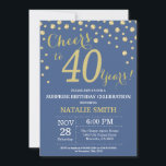Invitación Blue and Gold Surprise 40th Birthday Diamond<br><div class="desc">Sorpresa 40 cumpleaños invitación con fondo de diamante Purpurina azul y oro. confetti de efecto metalizado dorado. Cumpleaños de adultos. Cumpleaños de hombres o mujeres. Para una mayor personalización,  haga clic en el botón "Personalizar" y utilice nuestra herramienta de diseño para modificar esta plantilla.</div>