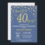 Invitación Blue and Gold Surprise 40th Birthday Diamond<br><div class="desc">Sorpresa 40 cumpleaños invitación con fondo de diamante Purpurina azul y oro. confetti de efecto metalizado dorado. Cumpleaños de adultos. Cumpleaños de hombres o mujeres. Para una mayor personalización,  haga clic en el botón "Personalizar" y utilice nuestra herramienta de diseño para modificar esta plantilla.</div>