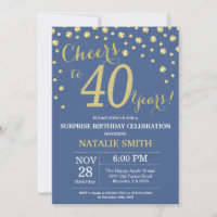 Blue and Gold Surprise 40th Birthday Diamond