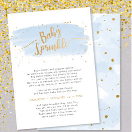 Invitación Blue and Gold Watercolor Boy Sprinkle bebé
