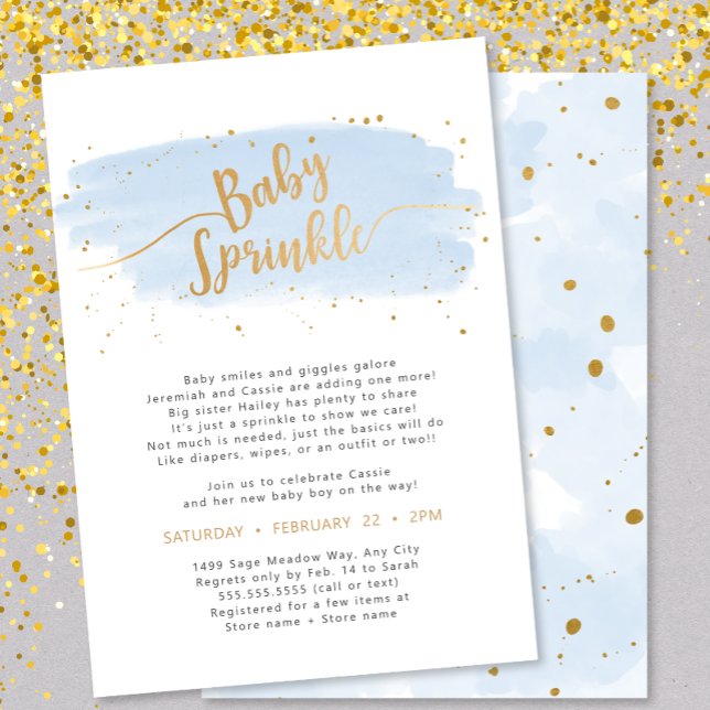 Invitación Blue and Gold Watercolor Boy Sprinkle bebé (Subido por el creador)