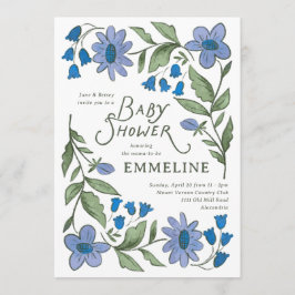 Invitación Blue and Green Sweet Country Floral Baby Shower