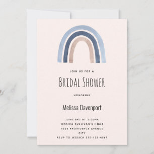 Invitación Blue and Peach Rainbow Boho Design Shower