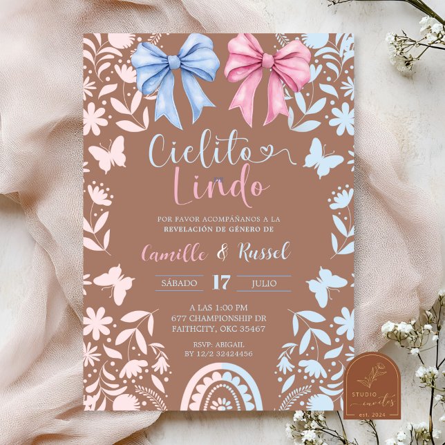 Invitación Blue and Pink Coquette Talavera Cielito Lindo (Subido por el creador)