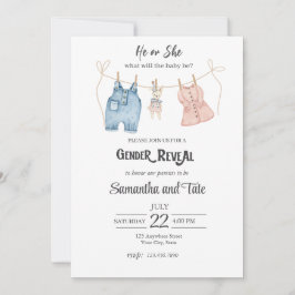 Invitación Blue and Pink Gender Reveal Invitation