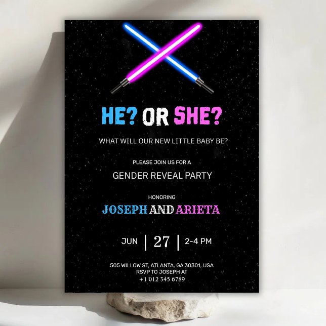 Invitación blue and pink gender reveal party invitation (Subido por el creador)