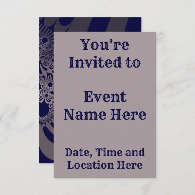 Invitación Blue and Silver Mod (Anverso / Reverso)