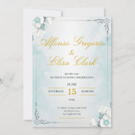 Invitación Blue and White Flower Beauty Wedding Invitation