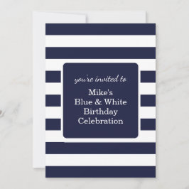 Invitación Blue and White Mens Birthday Party 