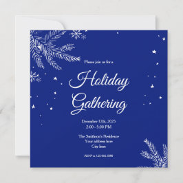 Invitación Blue and White Snowflake Square Holiday Gathering