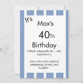 Invitación Blue and White Striped Birthday Invitation –