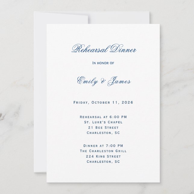 Invitación Blue and White Wedding (Anverso)