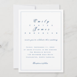Invitación Blue and White Wedding Invitation