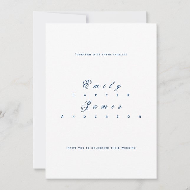 Invitación Blue and White Wedding Invitation (Anverso)