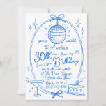 Invitación Blue Any Age 30th Birthday Disco Hand Drawn<br><div class="desc">Celebre su día especial con esta vibrante invitación de cumpleaños número 30 del personalizado, que incluye un diseño de bola disco dibujado a mano. Perfecto para una noche de bebidas y aperitivos, esta invitación marca la pauta para un fiesta inolvidable. Personalice los detalles de su evento para crear una invitación...</div>