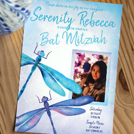 Invitación Blue, Aqua Dragonfly Bat Mitzvah