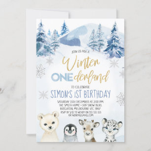 Invitación Blue Arctic Animals Invierno Nacimiento de Tierra