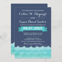 Invitación "Blue at Sea Nautical Wedding" (El azul en el mar 