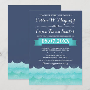 Invitación "Blue at Sea Nautical Wedding" (El azul en el mar