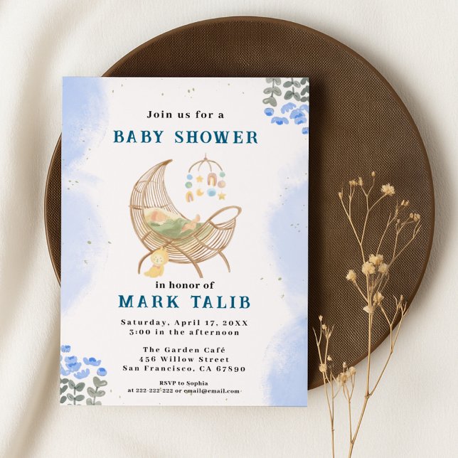 Invitación Blue Baby Boy Shower Invitation – Customizable (Subido por el creador)