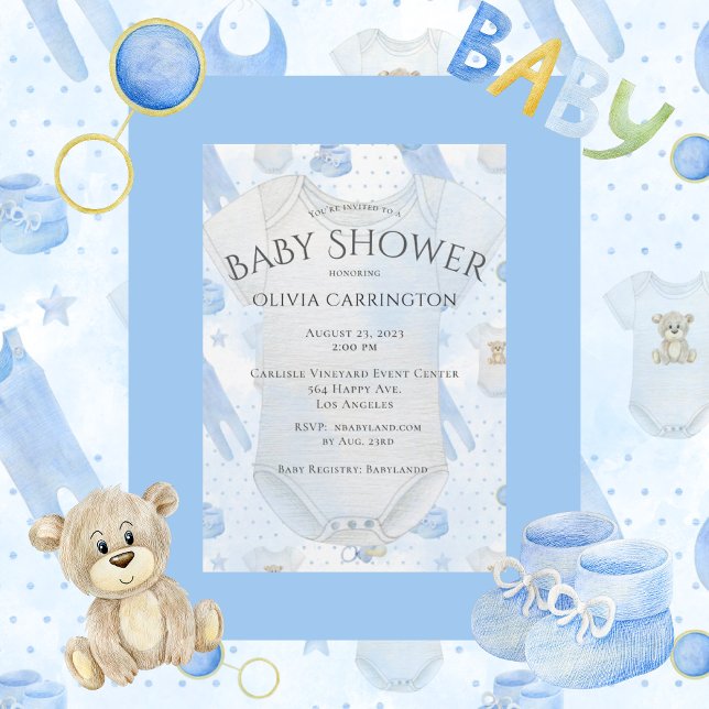 Invitación Blue Baby Boy Watercolor Baby Shower (Subido por el creador)