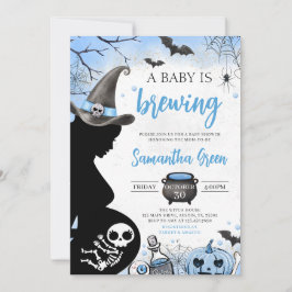 Invitación Blue Baby está preparando Baby Shower de Halloween
