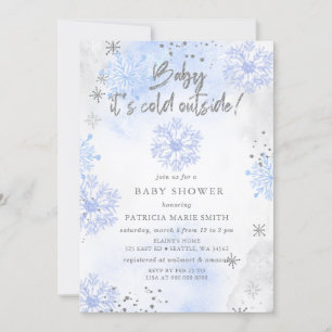 Invitación Blue Baby it Cold Outside Winter Baby Shower
