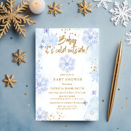 Invitación Blue Baby it Cold Outside Winter Baby Shower