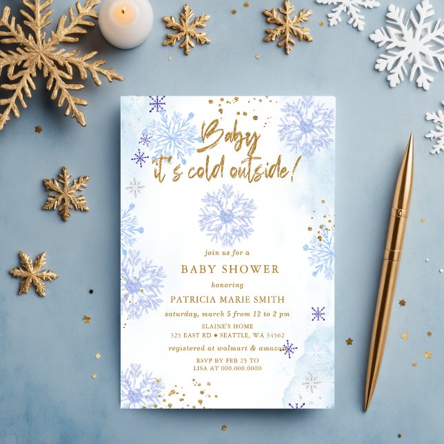 Invitación Blue Baby it Cold Outside Winter Baby Shower (Blue Baby its Cold Outside Winter Baby Shower Invitation)