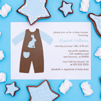 Invitación Blue Baby Outfit Boy Baby Shower