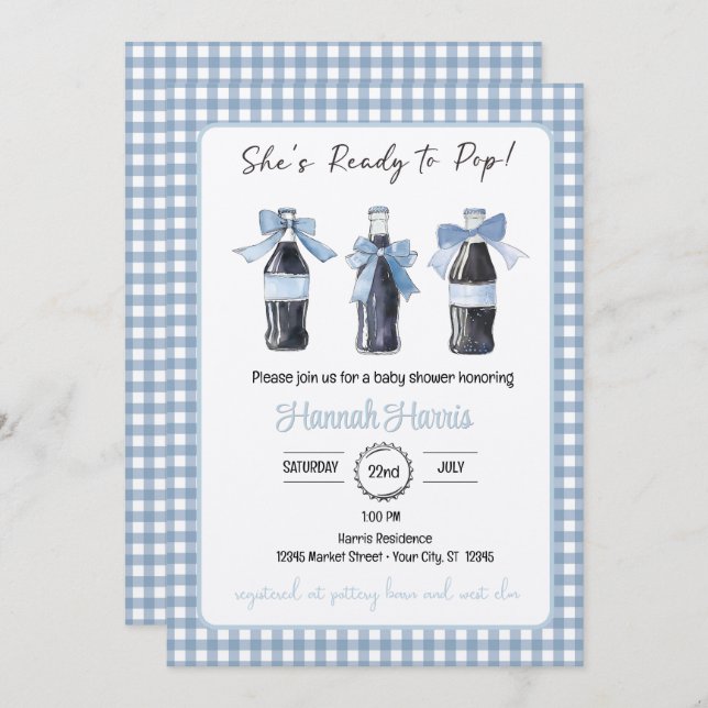 Invitación Blue Baby Soda Ready to POP Baby Shower  (Anverso / Reverso)