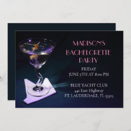 Invitación Blue Bachelorette Martini Bridal Party