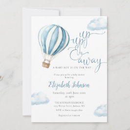 Invitación Blue Balloon Boy QR Code Foto Baby Shower