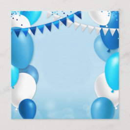Invitación Blue balloons and party flags