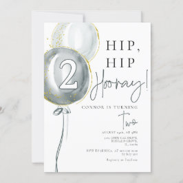 Invitación Blue Balloons Boy 2 cumpleaños