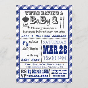 Invitación Blue Barbecue BaByQ Baby Shower