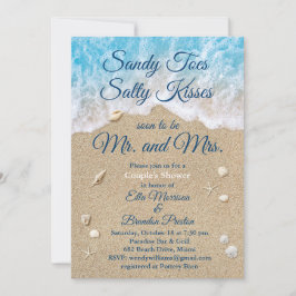 Invitación Blue Beach Waves Sandy Toes Ducha Pareja