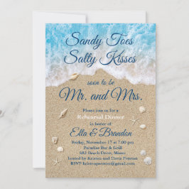 Invitación Blue Beach Waves Sandy Toes ensayar Cena