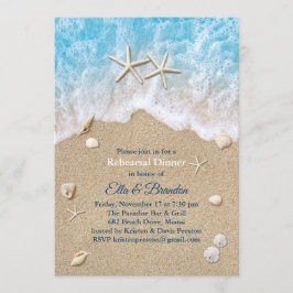 Invitación Blue Beach Waves & Starfish Ensayo Cena