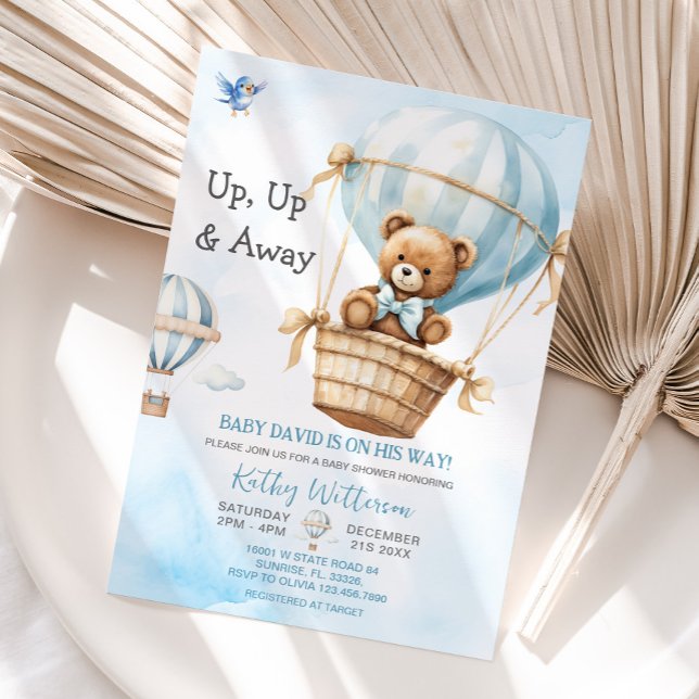 Invitación Blue Bear Hot Air Balloon Baby Shower (Subido por el creador)