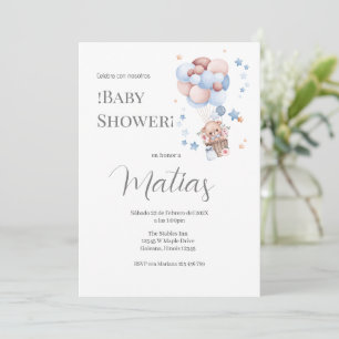 Invitación Blue Bear Spanish Baby Shower Boy invitation